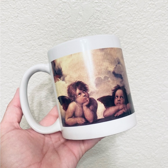 Vintage 90s Angels Cherubs Coffee Mug Ceramic Whimsical whimsy celestial - Picture 1 of 8